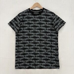 Dirtybird Records Shirt Mens Medium Black Allover Print Logo Graphic Tee